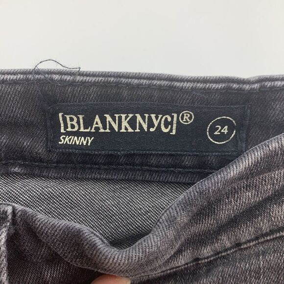 BlankNYC Skinny Black Raw Hem Jeans Sz‎ 24 - Picture 6 of 6